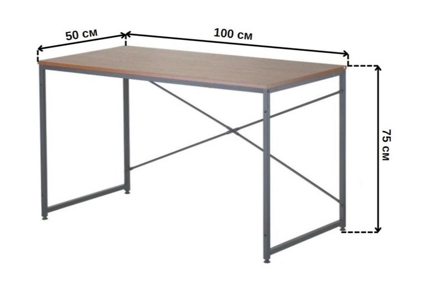 Стіл письмовий металевий в стилі лофт 100 см Bonro B-001 | Міцний та стильний робочий стіл з регульованими ніжками 2469015983 фото