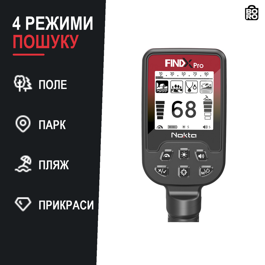 Грунтовый металлоискатель Nokta FINDX Pro | катушка DD 28 см | 4 режима | IP68 до 5 м | комплект для старта 3184620447 фото