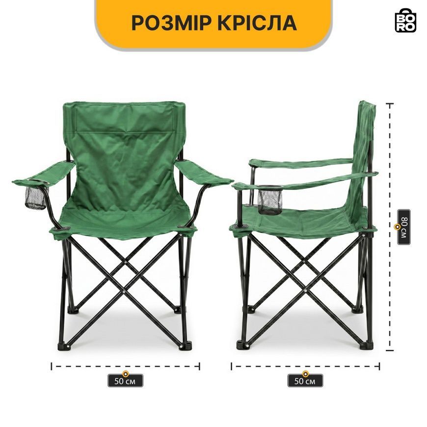 Туристический комплект | Зеленый | стол и 2 складные кресла | LEOBRO LB-1116-764 | для пикника, кемпинга и дачи 3099587962 фото