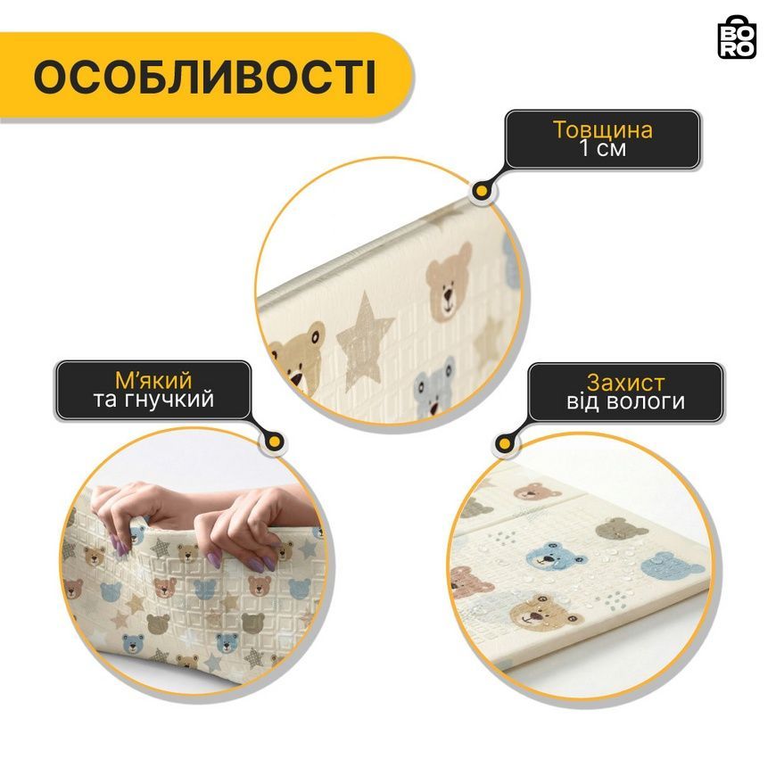 Детский двусторонний игровой коврик | Разноцветный | 150 x 200 x 1 см | XPE | складной, противоскользящий | LEOBRO LB-1025 2889133388 фото