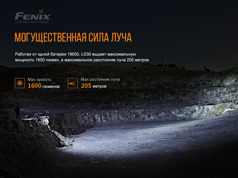 Ліхтар ручний Fenix LD30 з акумулятором (ARB-L18-3400) 2349773016 фото