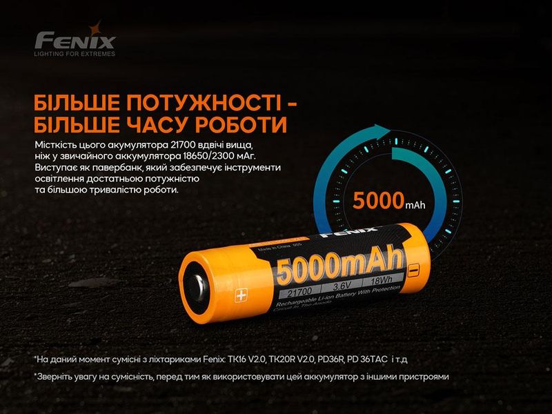 Акумулятор 21700 Fenix ARB-L21-5000 V2.0 1794740700 фото