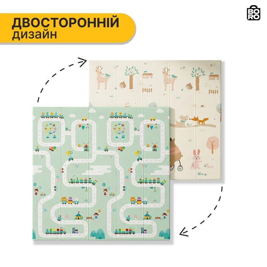 Детский двусторонний игровой коврик | Разноцветный | 150 x 200 x 1 см | XPE | складной, противоскользящий | LEOBRO LB-1028 2889133392 фото