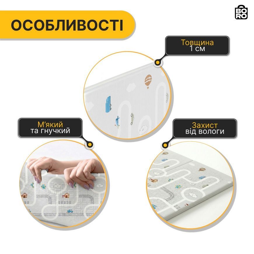 Детский двусторонний игровой коврик | Разноцветный | 150 x 200 x 1 см | XPE | складной, противоскользящий | LEOBRO LB-1027 2889133393 фото