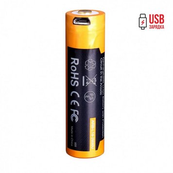 Акумулятор 18650 Fenix (2600 mAh) micro usb зарядка 2349772924 фото