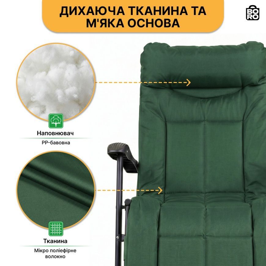 Шезлонг-ліжко | Зелений | до 150 кг | 178 х 66 х 98 см, 178 х 66 х 30 см | з матрацом | з підголівником | LEOBRO LB-FCB-G3-GRN | для дому, дачі та відпочинку 2739824318 фото