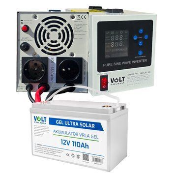 Комплект Volt Polska SINUS PRO 850 E PLUS 12/230V 500/850W + Акумулятор GEL 12V 110 Ah 3198364306 фото