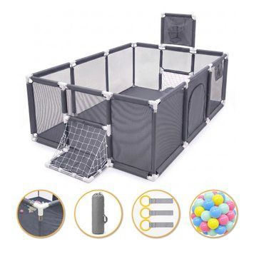 Детский игровой манеж Multisport | Серый | 120 x 180 см | футбольные ворота и баскетбольное кольцо | LEOBRO LB-1137 3162177468 фото