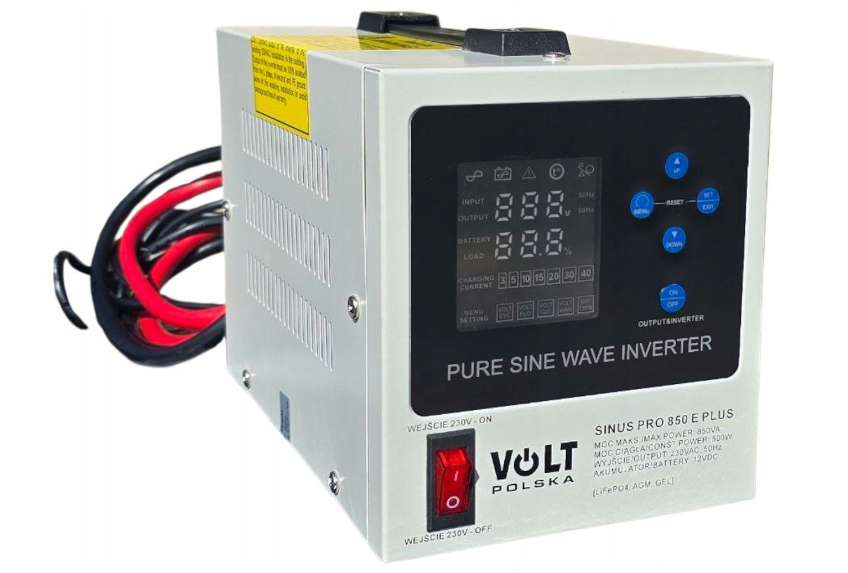 Комплект резервного питания | Volt Polska SINUS PRO 850 E PLUS 12/230V 500/850W + Аккумулятор AGM 12V 100 Ah