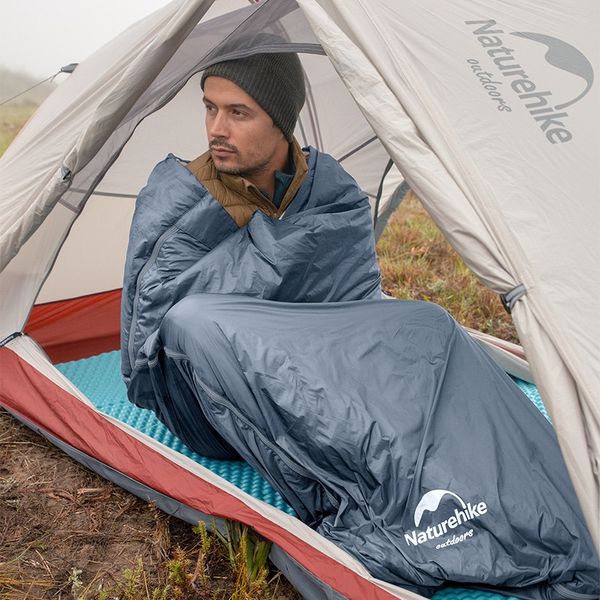 Спальник надлегкий Naturehike Ultralight LW180 NH21MSD09 лівий, (15°C), p-p M, сіро-синій 2351783596 фото