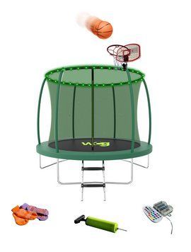 Батут дитячий | 305 см / 10FT | зелений | до 120 кг | LED, кільце та драбинка | WCG | для двору і дачі 3111171448 фото