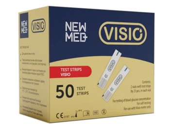 Тест-смужки 50 шт New Med Visio для глюкометра 1 упаковка для вимірювання рівня цукру Нью Мед Візіо 2248016190 фото