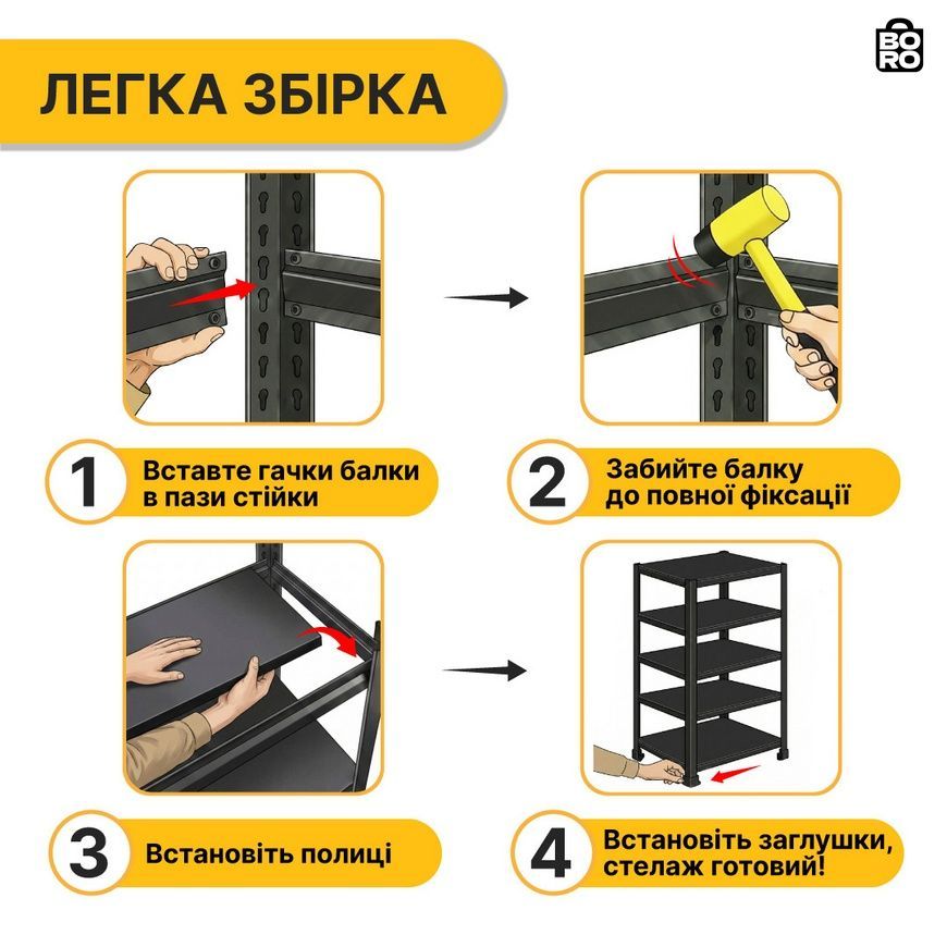 Стеллаж металлический | Черный | до 175 кг | 152 x 70 x 30 см | LEOBRO LB-R127 | для гаража, склада и мастерской 2939411801 фото