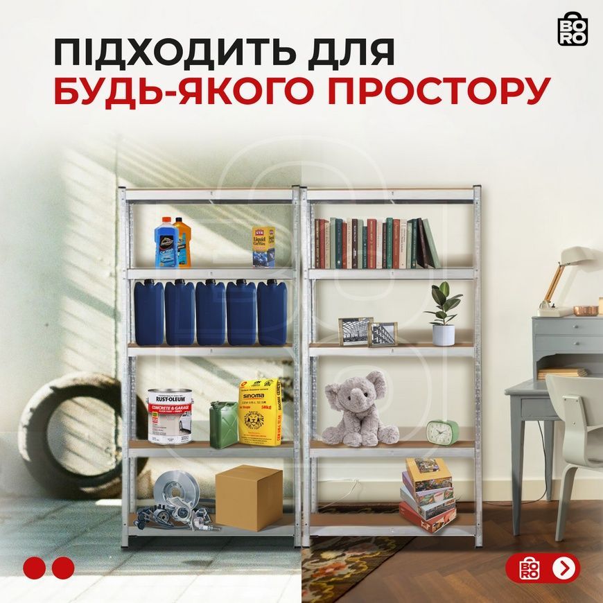 Стелаж | 180х180х40 см | оцинкований | 2 секції 10 полиць МДФ | металевий | витримує 175 кг на полицю | універсальний 1573344876 фото