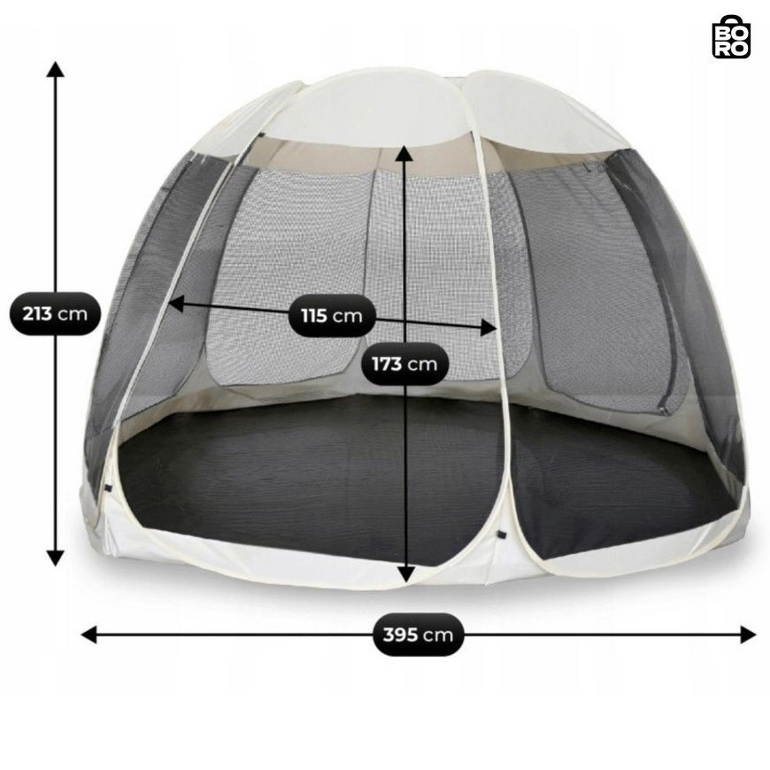 Садова альтанка | Бежевий/чорний | 395 x 395 x 213 см | москітна сітка | MEBEL ELITE CAMA 395 | для саду, тераси та відпочинку 3111171239 фото