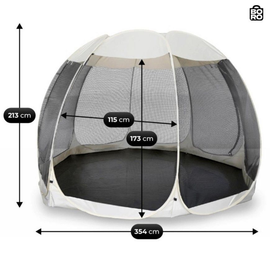 Садова альтанка | Бежевий/чорний | 354 x 354 x 213 см | москітна сітка | MEBEL ELITE CAMA 354 | для саду, тераси та відпочинку 3111171240 фото