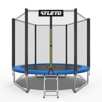 Батут дитячий | Синій | 183 см | 6FT | до 50 кг | із захисною сіткою | з драбинкою | Atleto | для дому, дачі та активного відпочинку 2580847329 фото