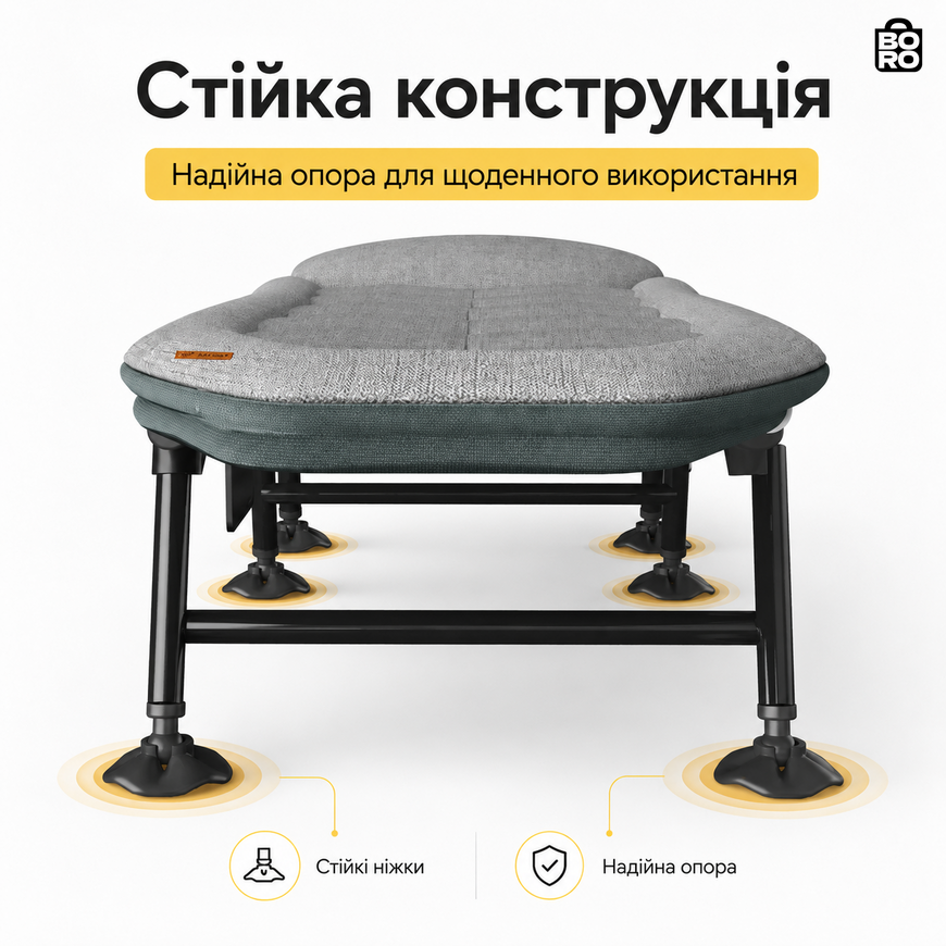 Ліжко-розкладачка | Сірий | до 150 кг | 197x65x35 см | з матрацом | з підголівником | WCG FB-S15 | для дому, дачі та відпочинку 2666620919 фото