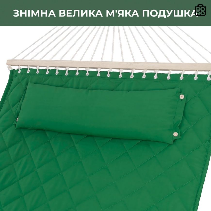 Стойка для гамака WCG + Гамак с планкой SOFT изумрудный XXL 200&times;140 двухместный 2685849259 фото