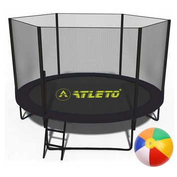 Батут Atleto 252 см Black з сіткою та драбинкою + м'ячик у подарунок 2472513616 фото