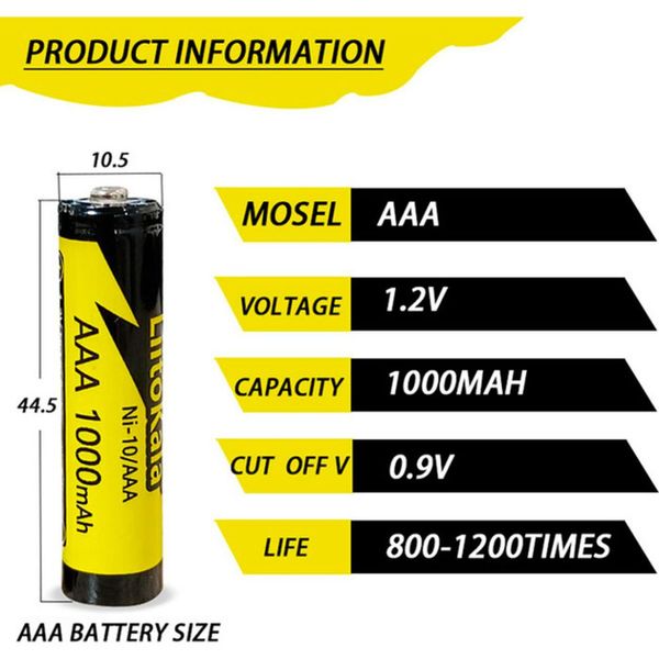 Акумулятор LiitoKala Ni-10/AAA 1.2V AAA 1000mAh battery 2349908234 фото