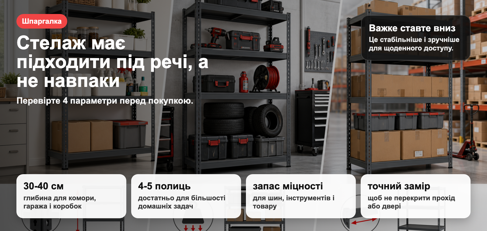 Коротка шпаргалка вибору металевого стелажа